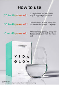 Collagen supplement by Vida Glow for skin elasticity and wrinkle reduction