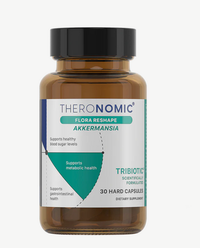 Theronomic Flora Reshape - Akkermansia supports healthy cholesterol, metabolic health and general well-being. Take 1 capsule daily with a meal.