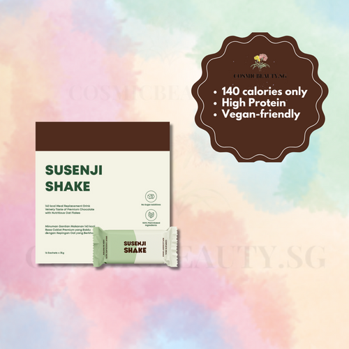 Susenji Shake - Balanced nutrition, low calories (only 140kcal per serving!) Main Ingredients: Pea protein high in protein & dietary fibre, contains 9 essential amino acids. Susenji Shake (16 sachets x 35g, 140kcal each). Vegan-friendly, No sweetener, No trans fats, made with pure cocoa. Each sachet contains 13g of vegan protein. SUSENJI SHAKE is the best nourishing meal replacement for healthier digestion. Susenji Shake is a 100% plant based and vegan-friendly meal replacement.