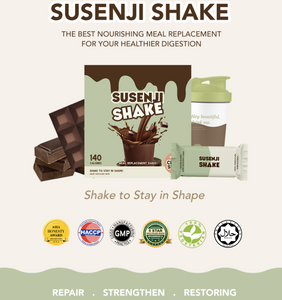 Advantages of consuming Susenji Shake:  Balance nutrition No starving of yourself in order to lose weight Increase muscle mass Slimming down No weight rebound